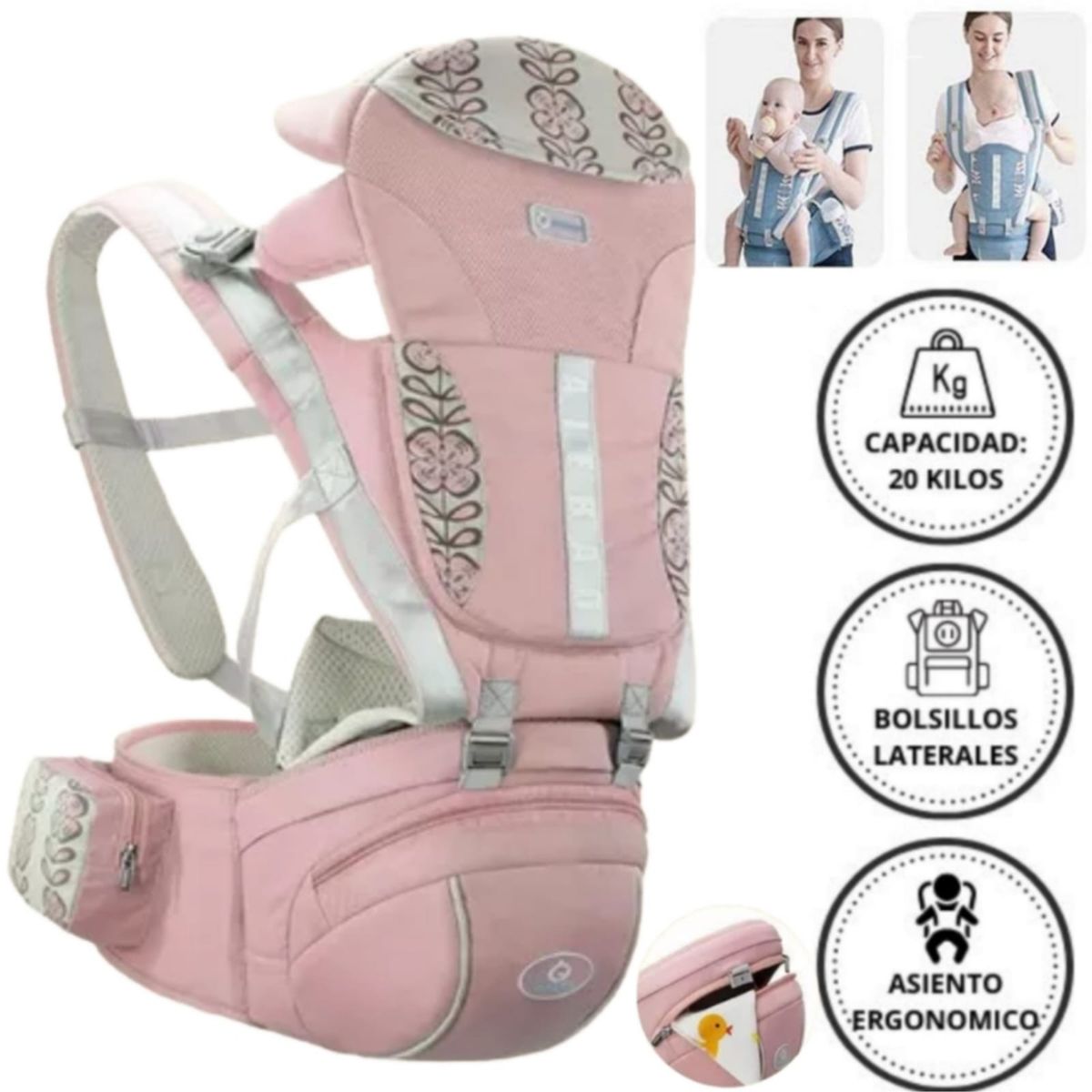 GENERICO - Canguro Ergonómico Única Mia ROSADO