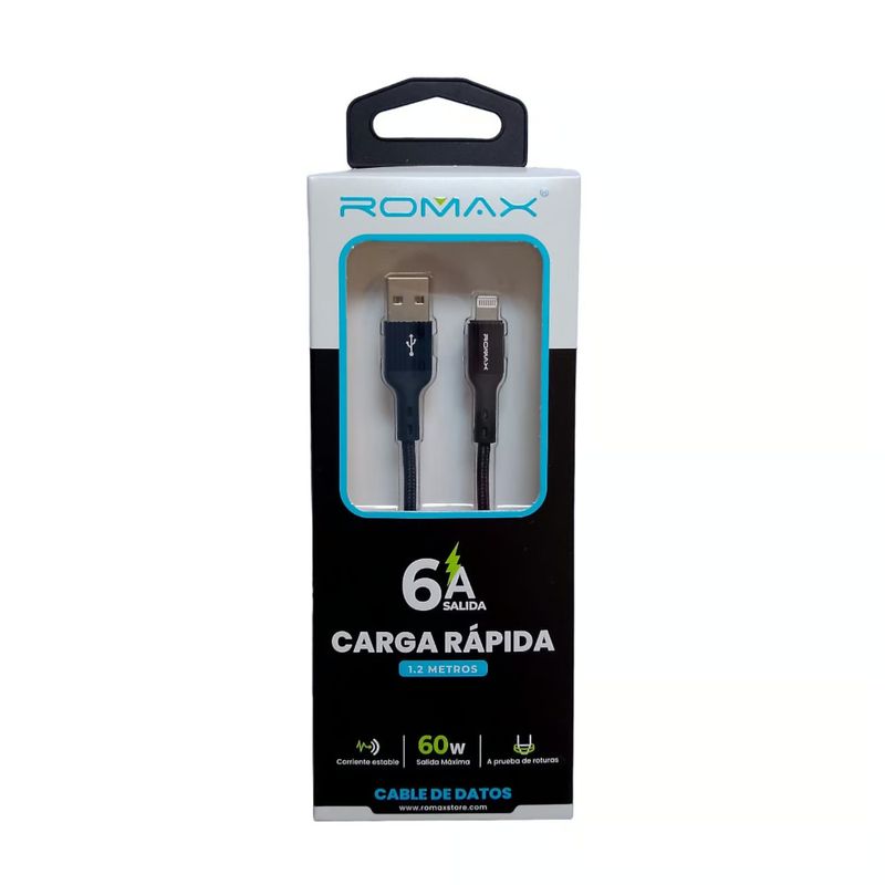 GENERICO - Cable Cargador tipo USB a Iphone 6A Carga rápida 1.2 M