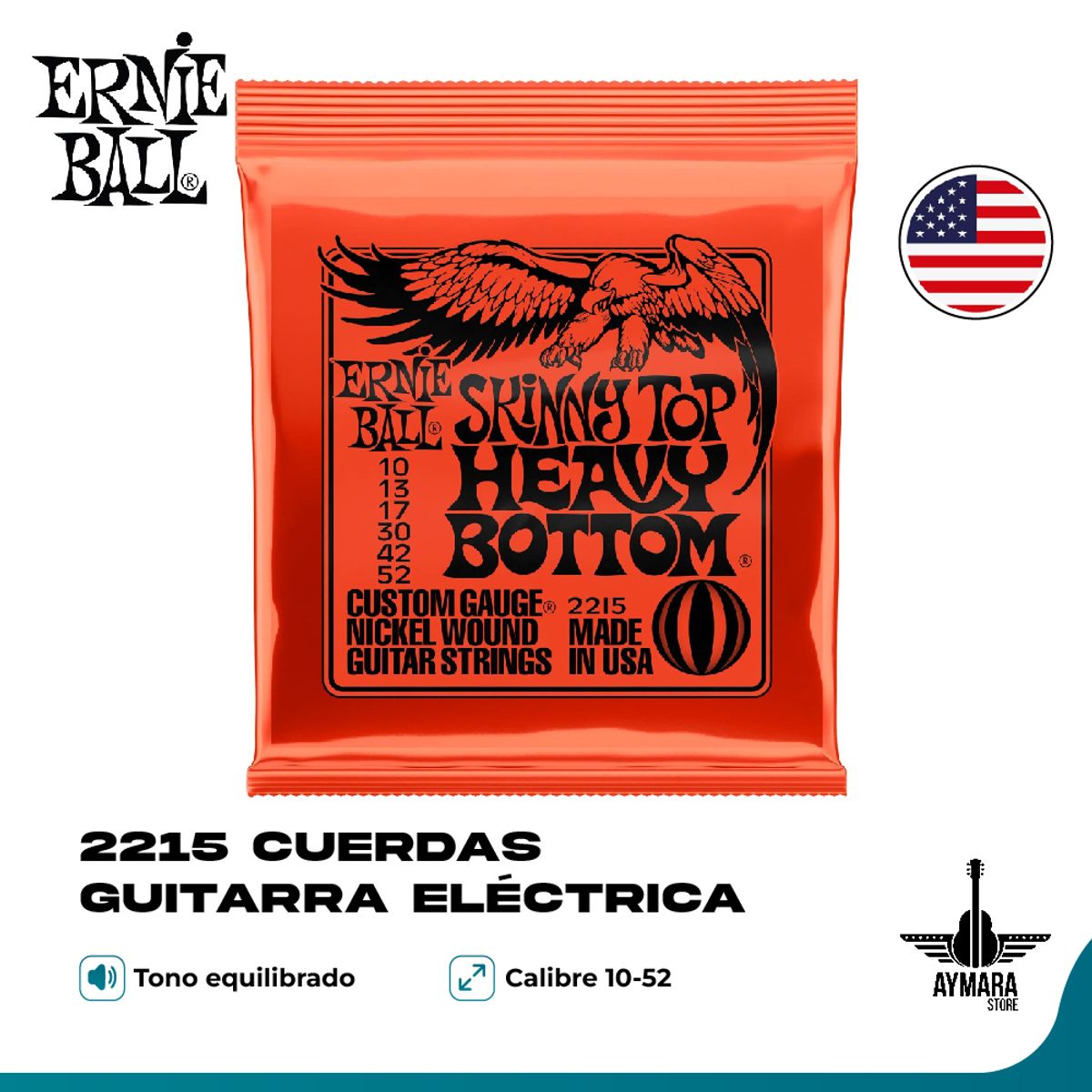 ERNIE BALL - Ernie Ball 2215 Cuerdas Guitarra Eléctrica 10/52