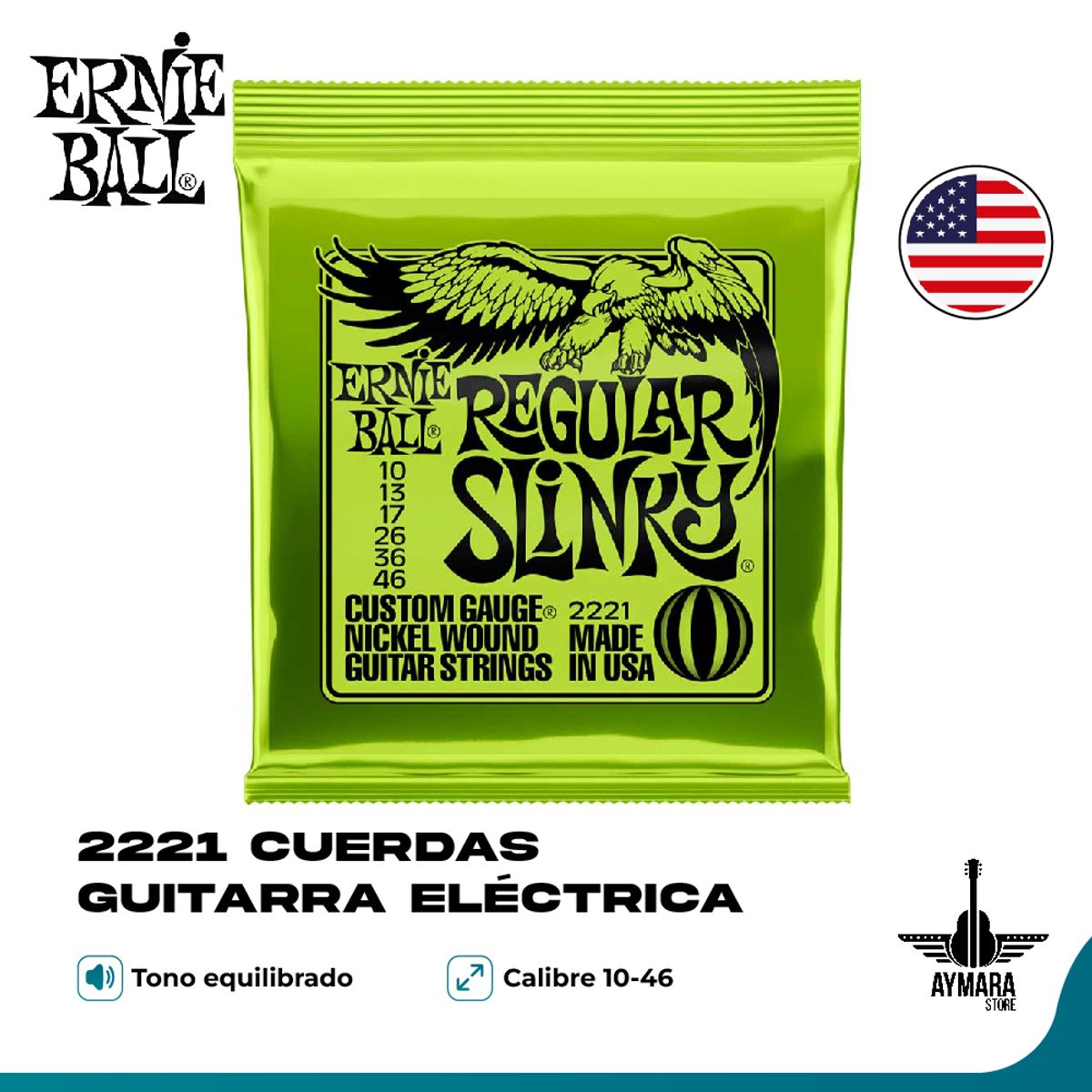 ERNIE BALL - Ernieball 2221 Cuerdas Guitarra Electrica 10/46