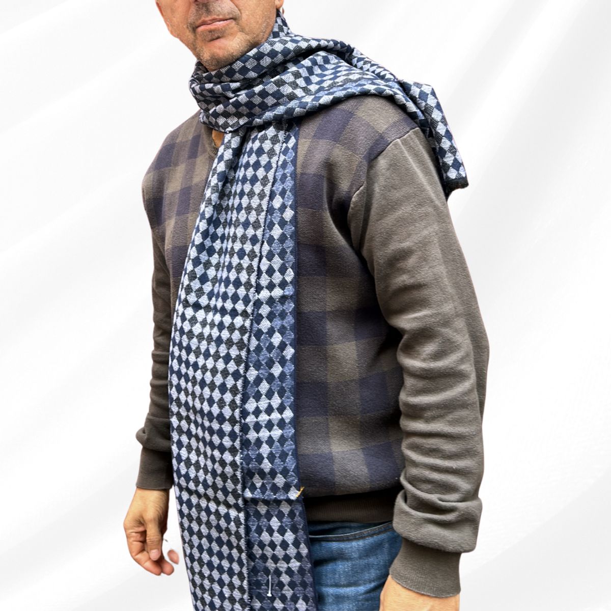 KAST PE - Bufanda Suave de Hombre Homero Azul Blanco con diseño