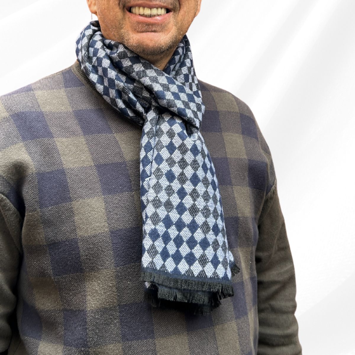 KAST PE - Bufanda Suave de Hombre Homero Azul Blanco con diseño