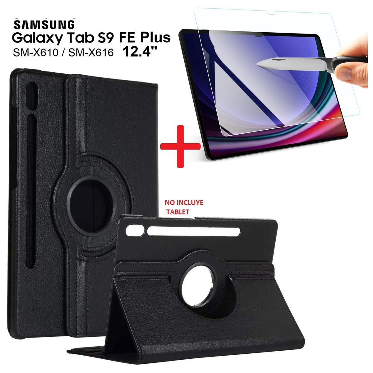 GENERICO - Funda Case + Mica de Vidrio para Samsung Tab S9 FE Plus 12.4 SM-X610.
