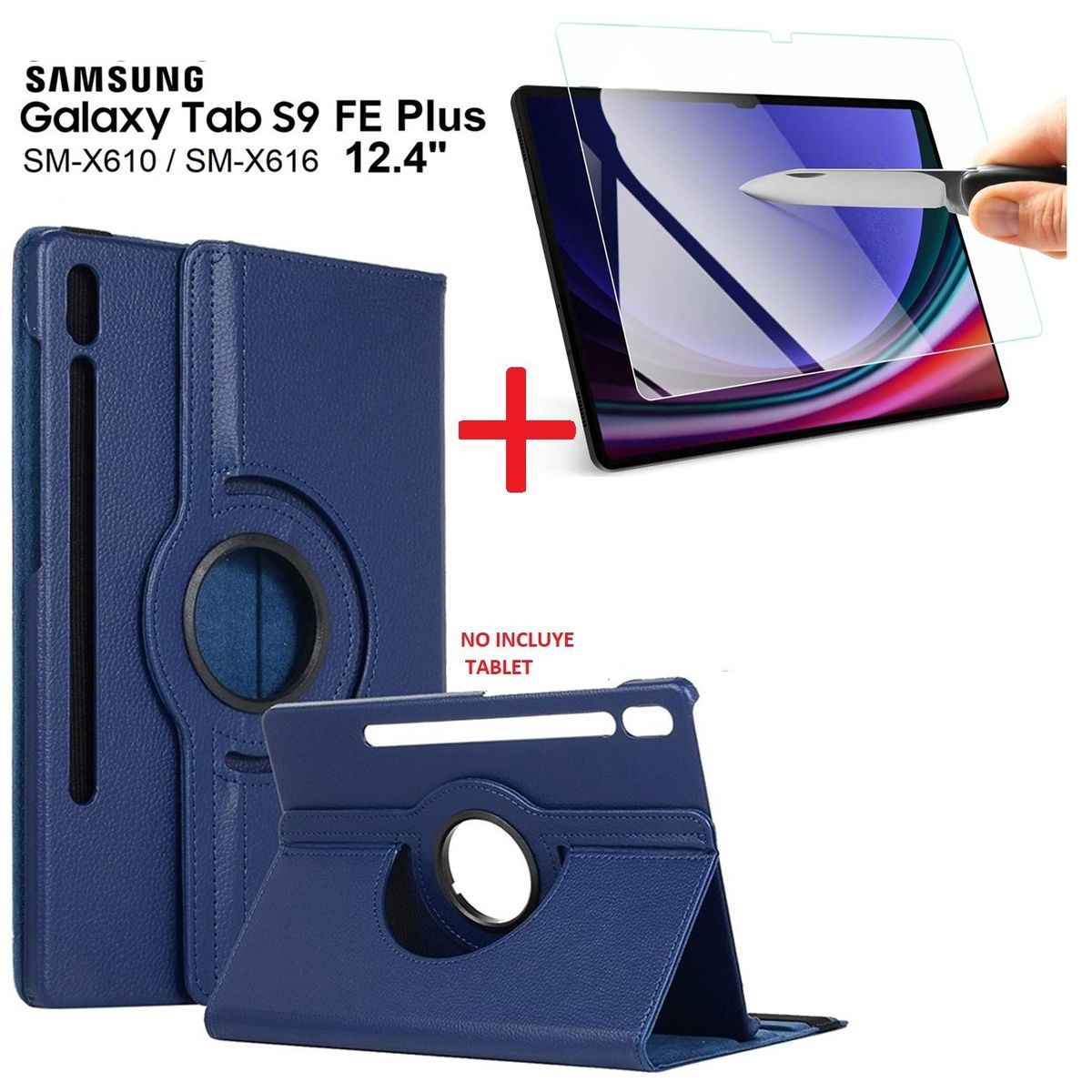 GENERICO - Funda Case + Mica de Vidrio para Samsung Tab S9 FE Plus 12.4 SM-X610.