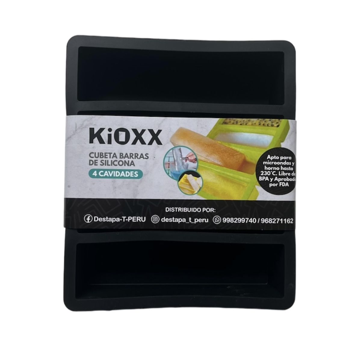 KIOXX - Cubeta de Silicona Barras 4 Cavidades KiOXX Negra