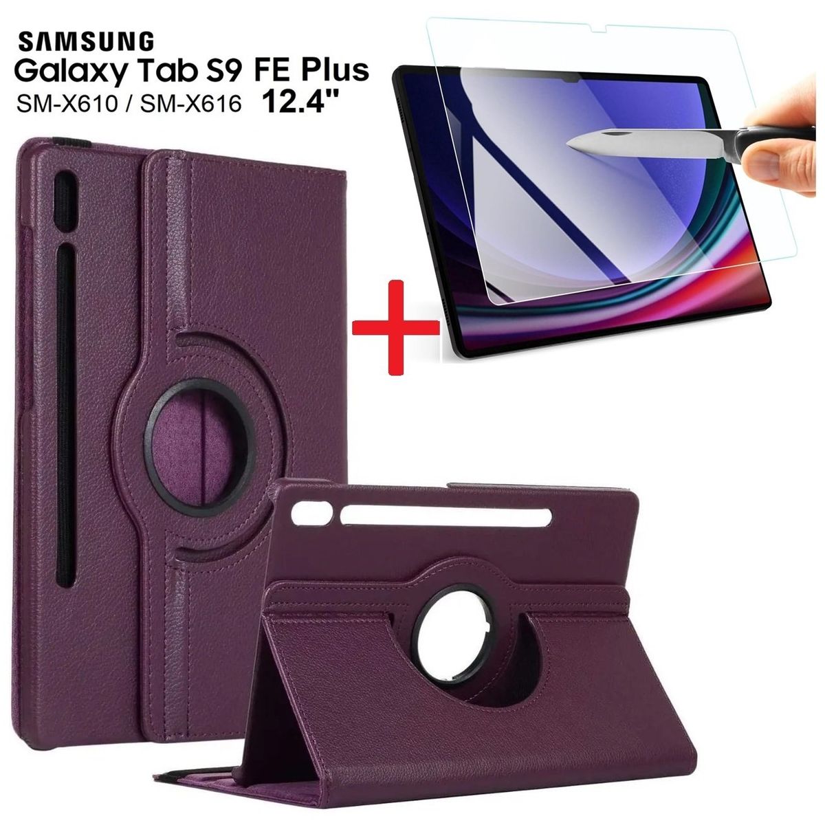 GENERICO - Funda Case + Mica de Vidrio para Samsung Tab S9 FE Plus 12.4 SM-X610.
