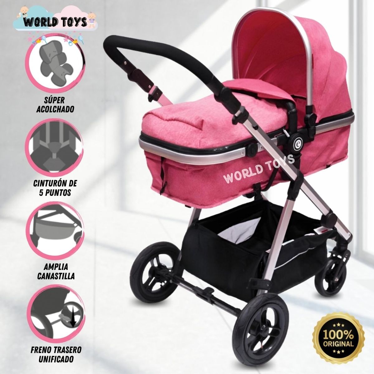 BABY - Coche Moisés de Lujo «ADISSON» Edición Limitada Pink