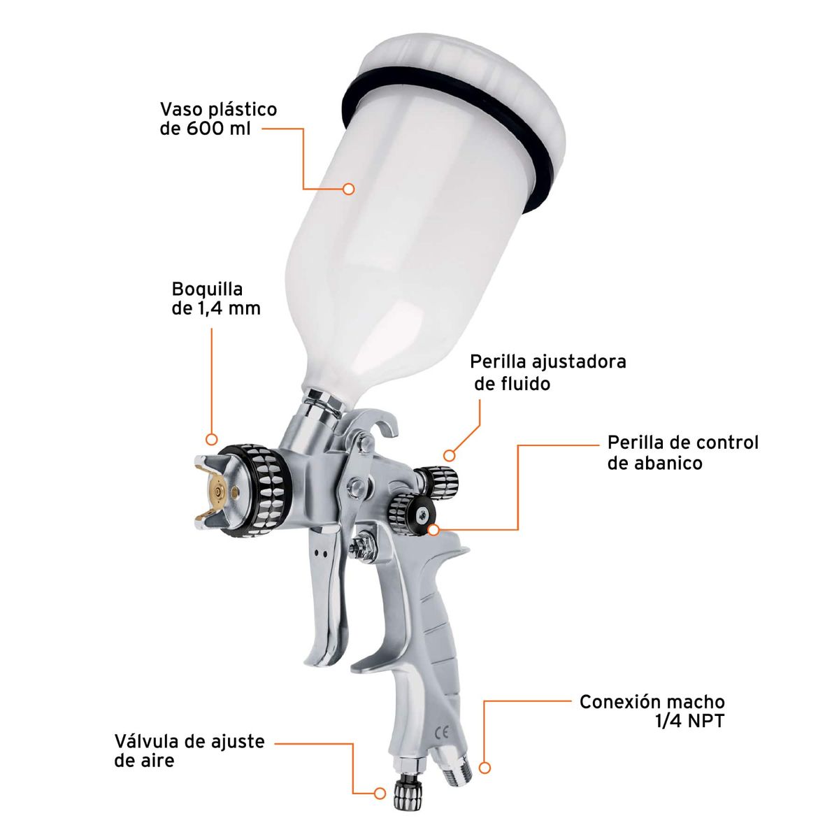 TRUPER - Pistola Para pintar Gravedad Lvmp 1.4 Mm Truper Expert