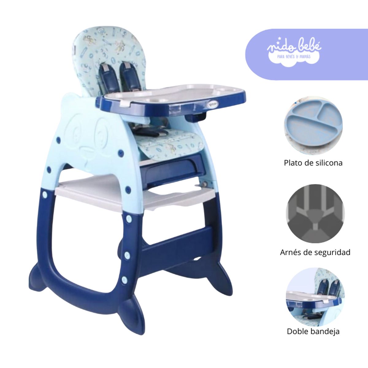 GENERICO - Silla Carpeta De Comer de bebé modelo Gato DARK BLUE