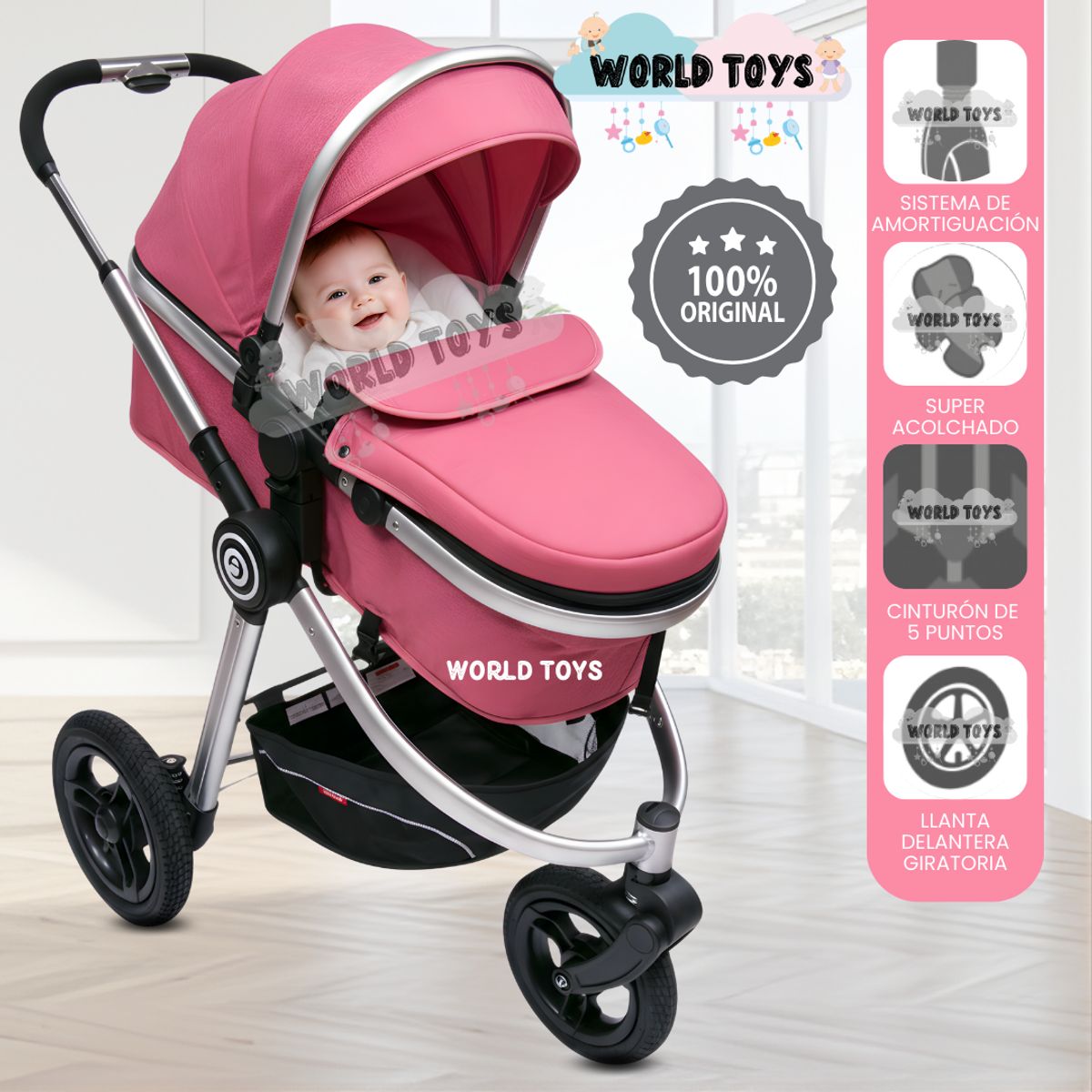 BABY - Coche Moisés de Lujo «SUZETTE» Edición Limitada Pink