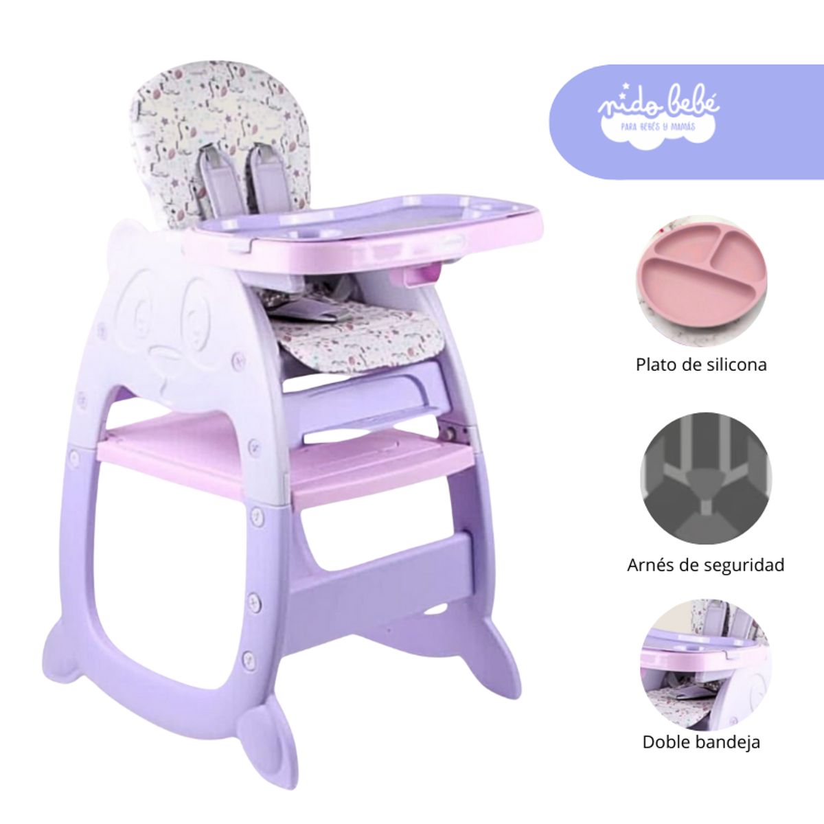 GENERICO - Silla Carpeta De Comer de bebé modelo Gato color Lila