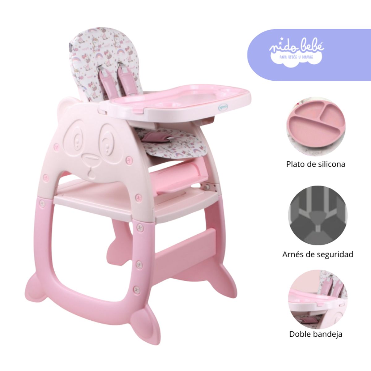 GENERICO - Silla Carpeta De Comer de bebé modelo Gato color Baby Pink