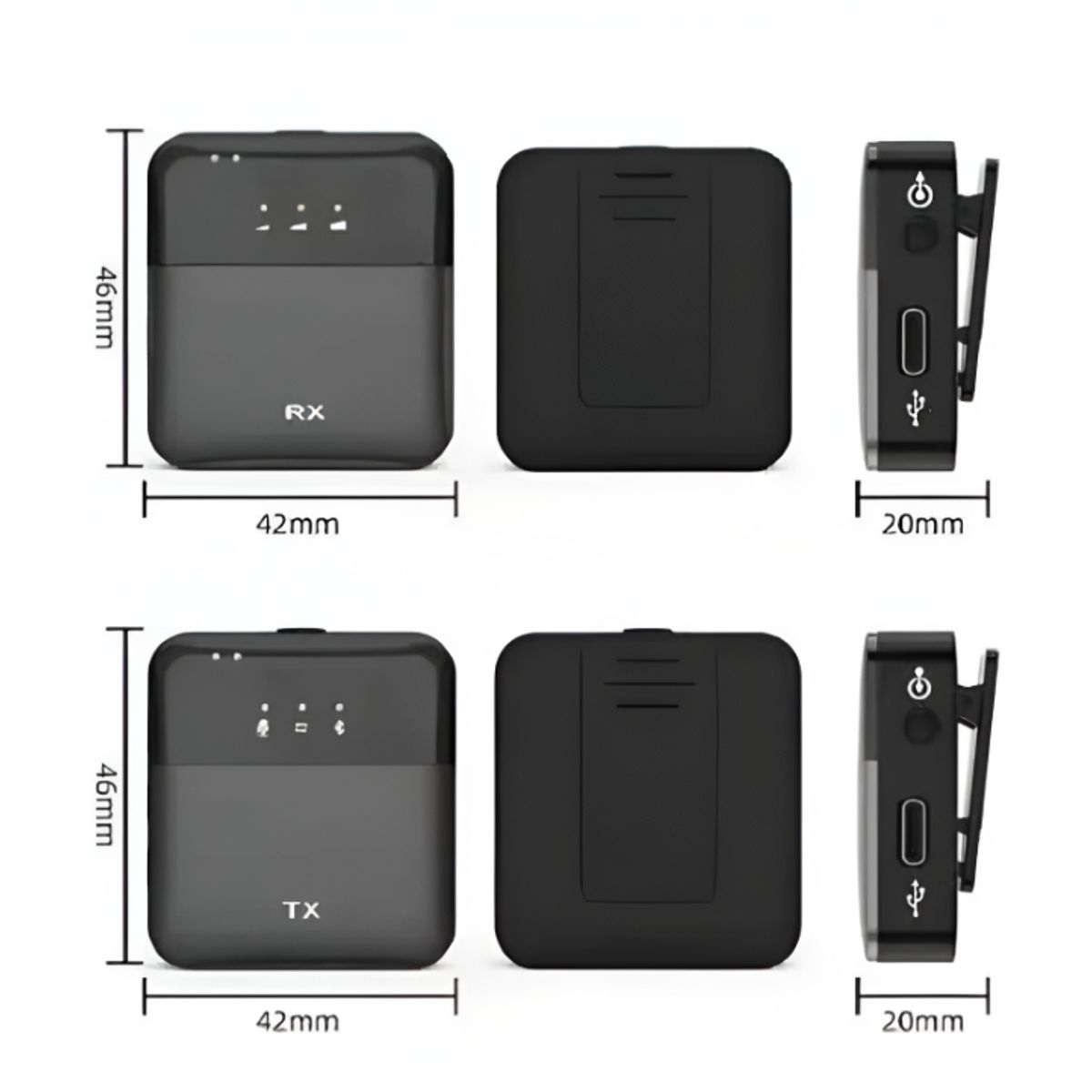 SEISA - Micrófonos Inalámbricos Doble Tipo C Retorno de Audio 3.5 mm SX9-IP