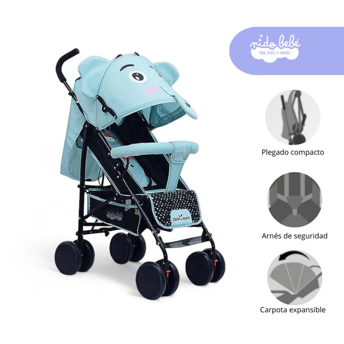 GENERICO - Coche Baston modelo Elefante color Ligth Green