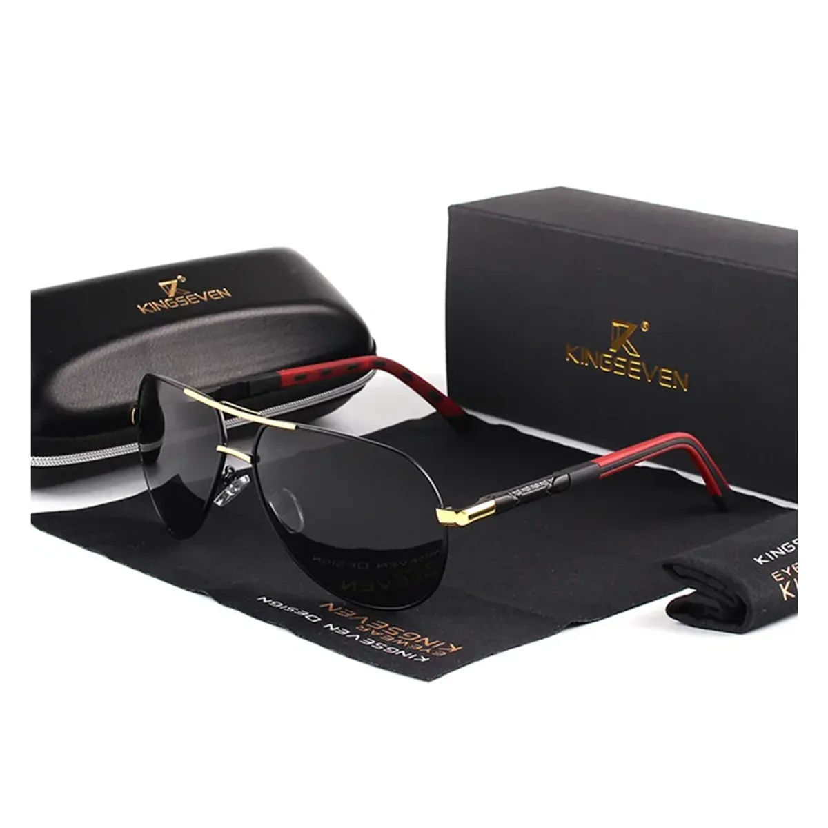 KINGSEVEN - Lentes de Sol Polarizado Aviador uv400 + Estuche Kingseven