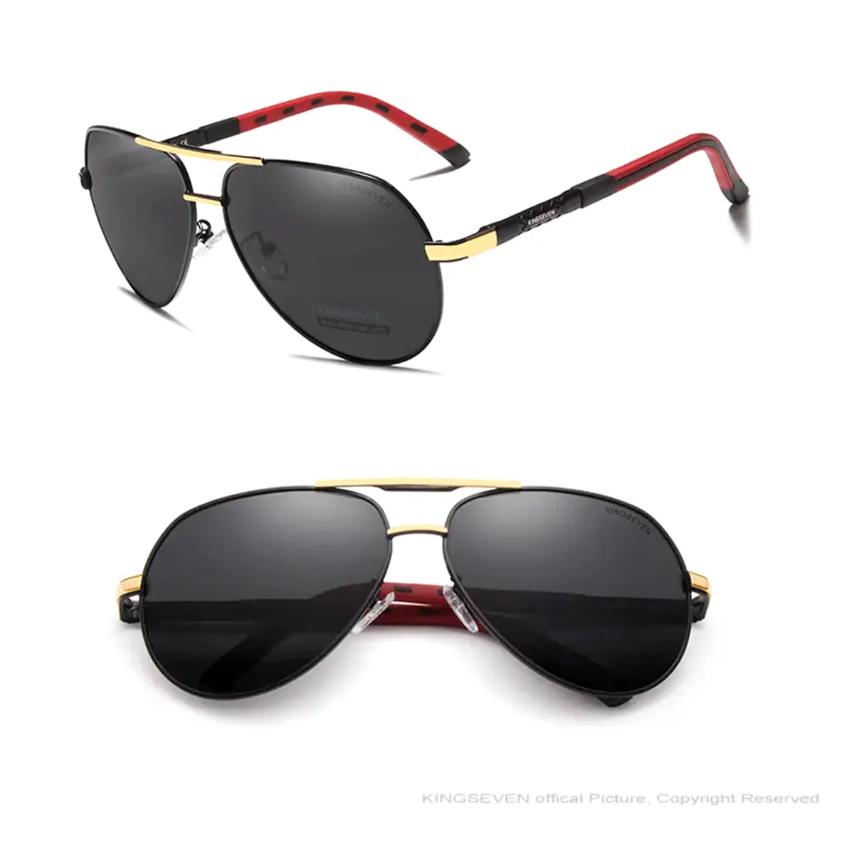 KINGSEVEN - Lentes de Sol Polarizado Aviador uv400 + Estuche Kingseven