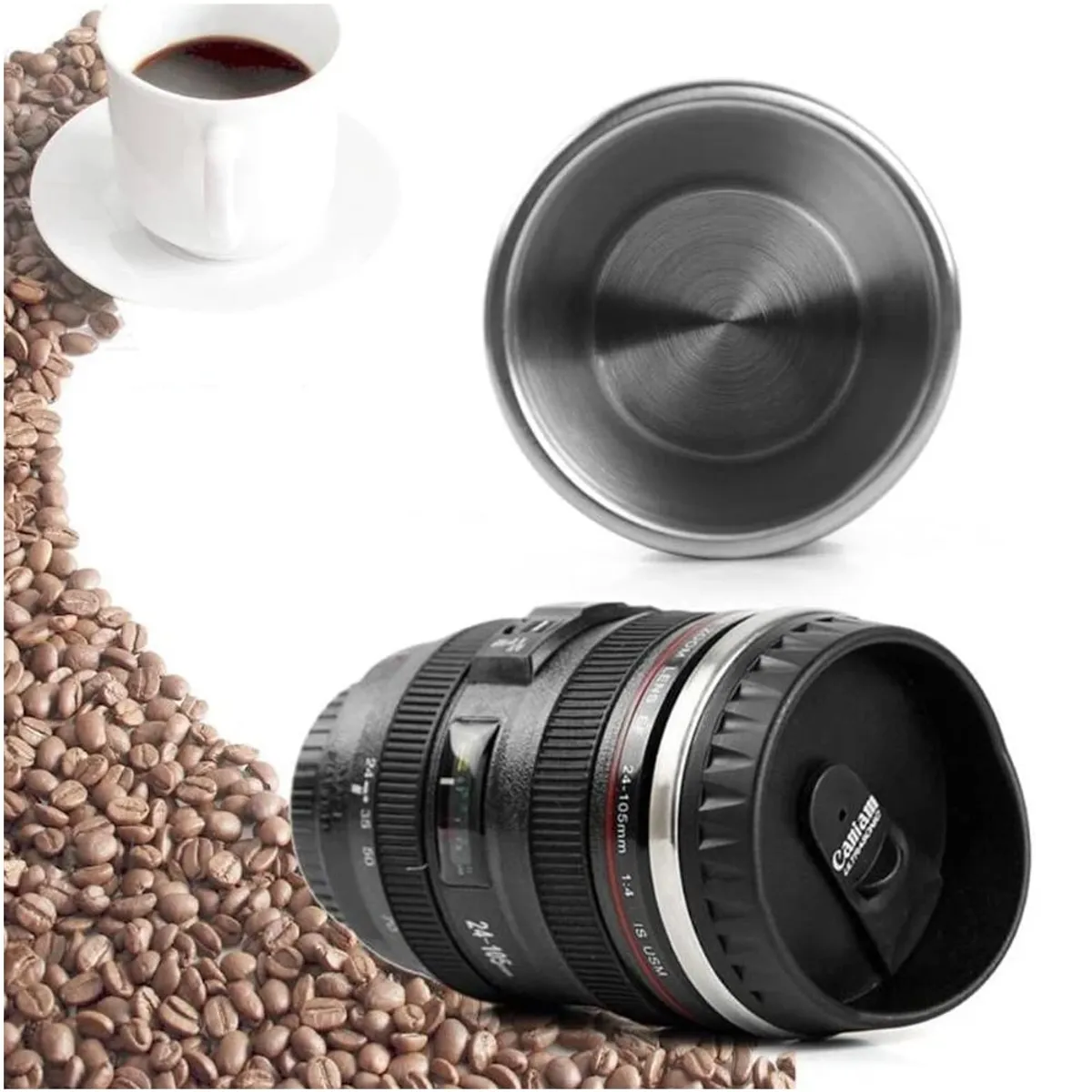 GENERICO - Taza Termica Lente Fotografico Tomatodo Mug Camara Cafe Te Negro