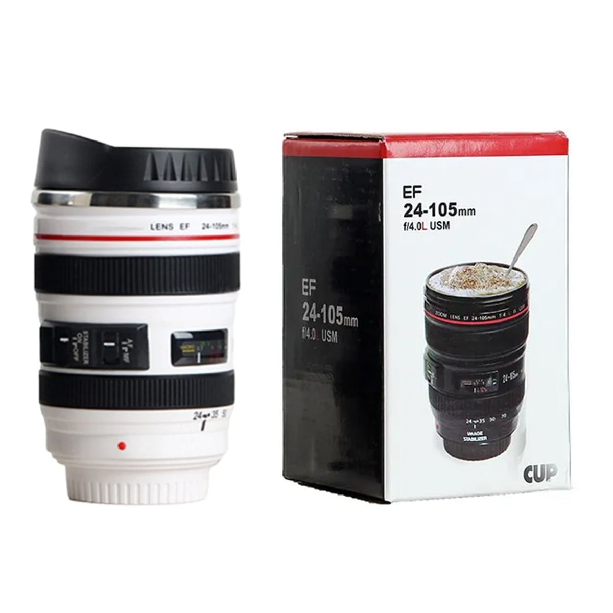 GENERICO - Taza Termica Lente Fotografico Tomatodo Mug Camara Cafe Te Blanco