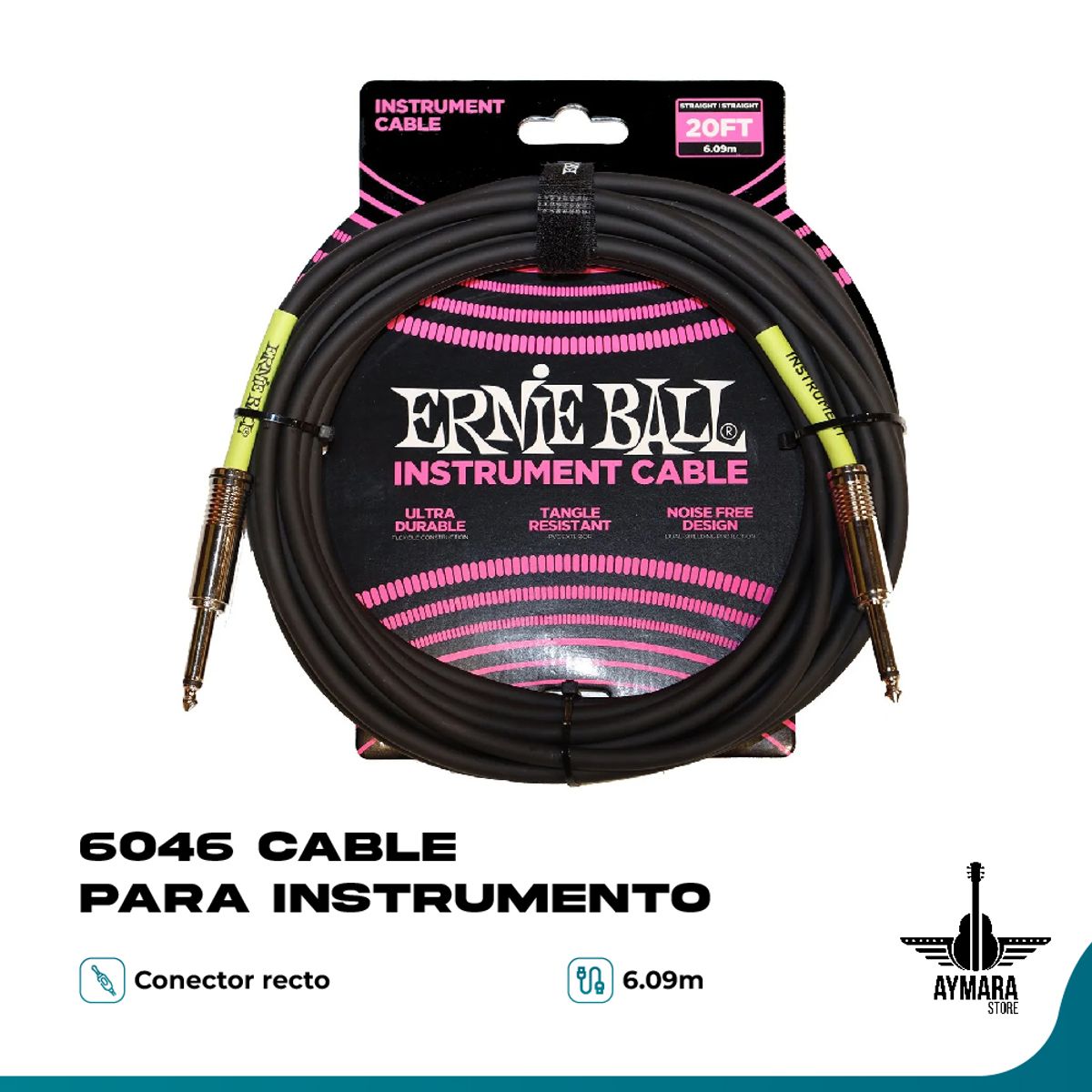 ERNIE BALL - Ernie Ball 6046 Cable para Instrumento 6.09M