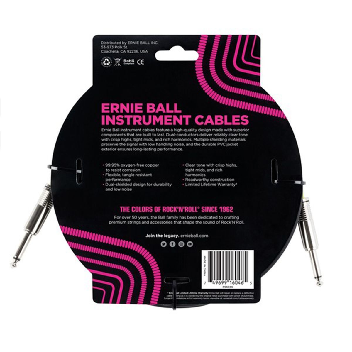 ERNIE BALL - Ernie Ball 6046 Cable para Instrumento 6.09M