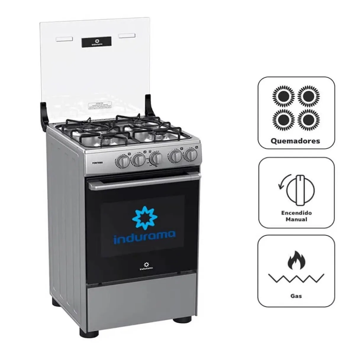 INDURAMA - Cocina Indurama de 4 Hornillas Fontana