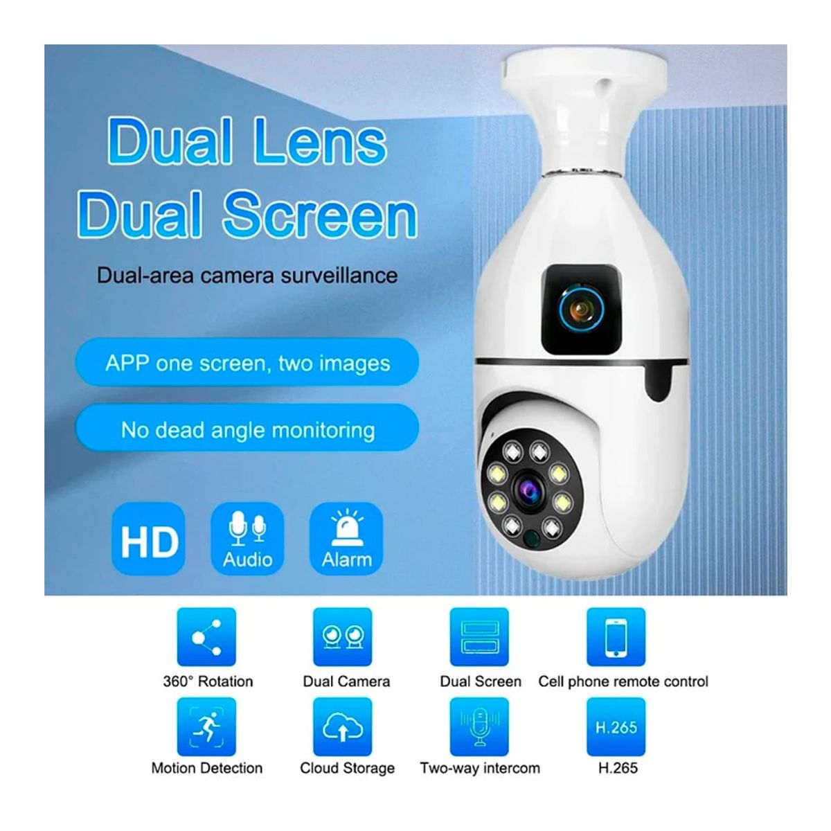 OEM - Cámara Foco Dual Lente Estática y Lente Giratorio 360° con Visión Nocturna