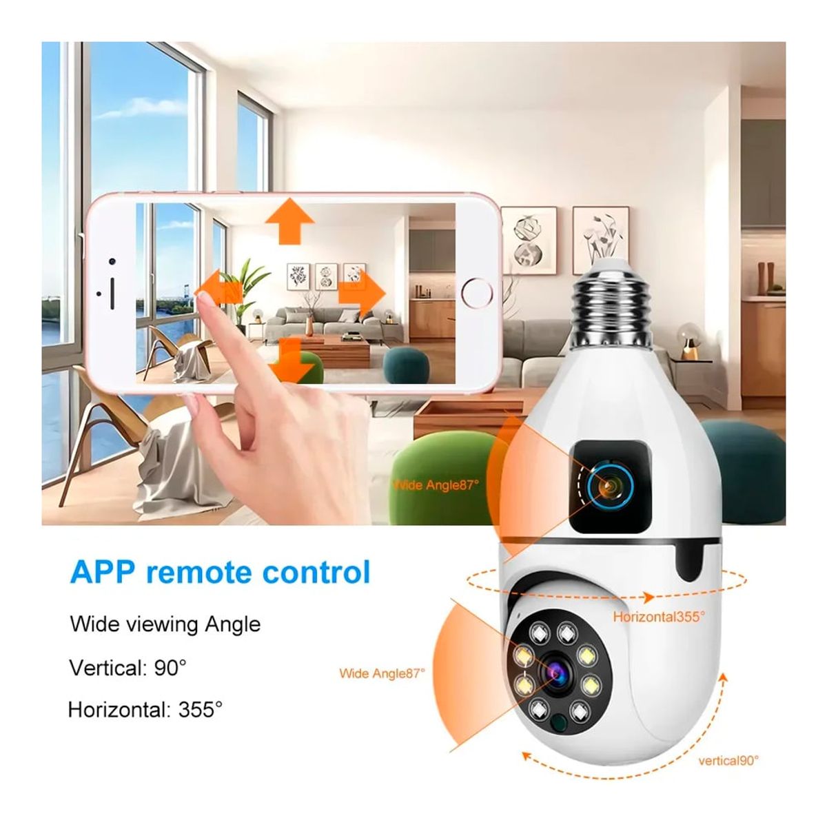 OEM - Cámara Foco Dual Lente Estática y Lente Giratorio 360° con Visión Nocturna