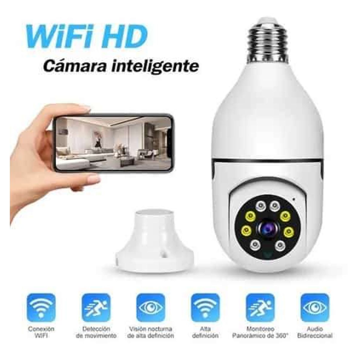 OEM - Foco Cámara de Seguridad IP WiFi Visión Nocturna 2.4 y 5GHz Bidireccional