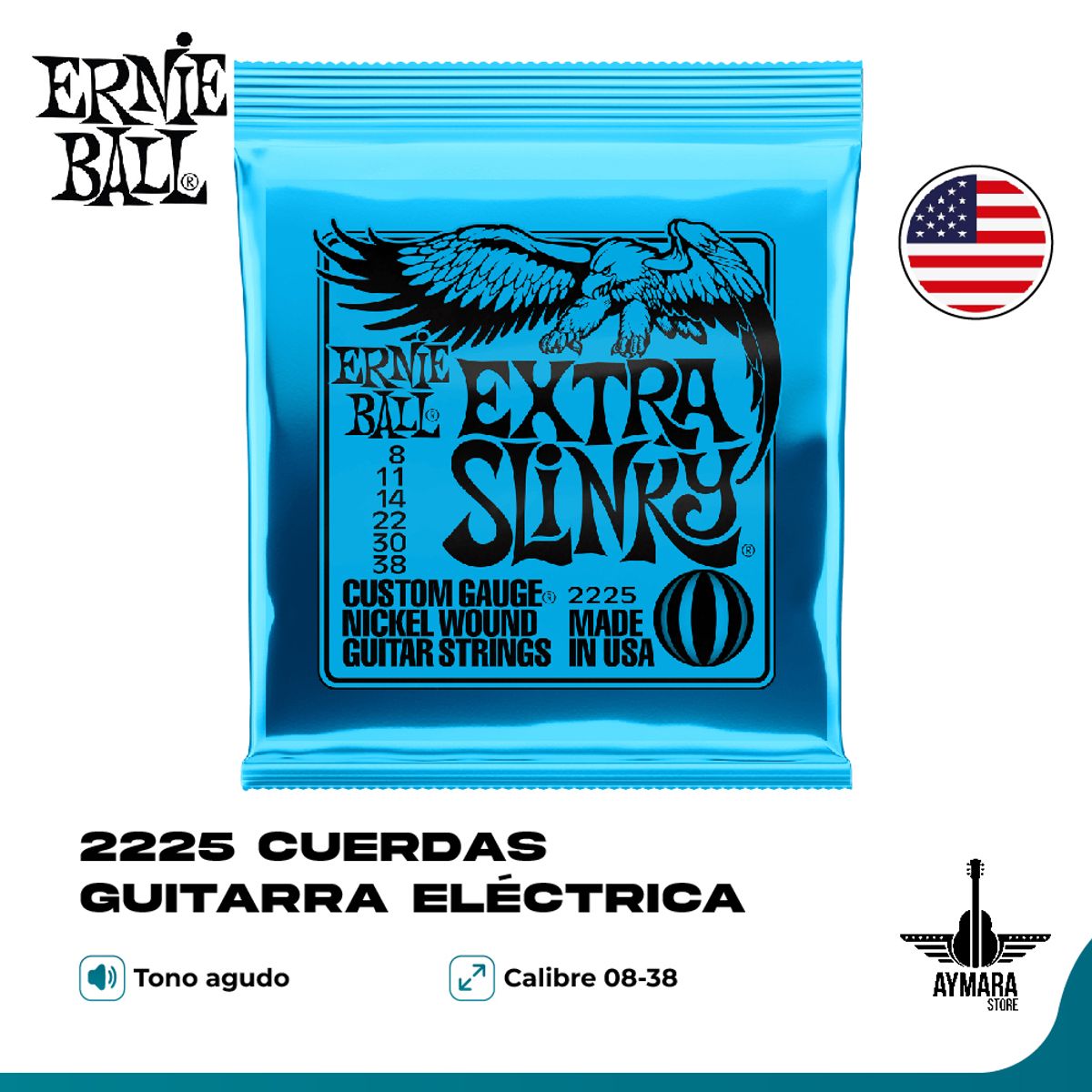 ERNIE BALL - Ernie Ball 2225 Cuerdas Guitarra Eléctrica 8/38