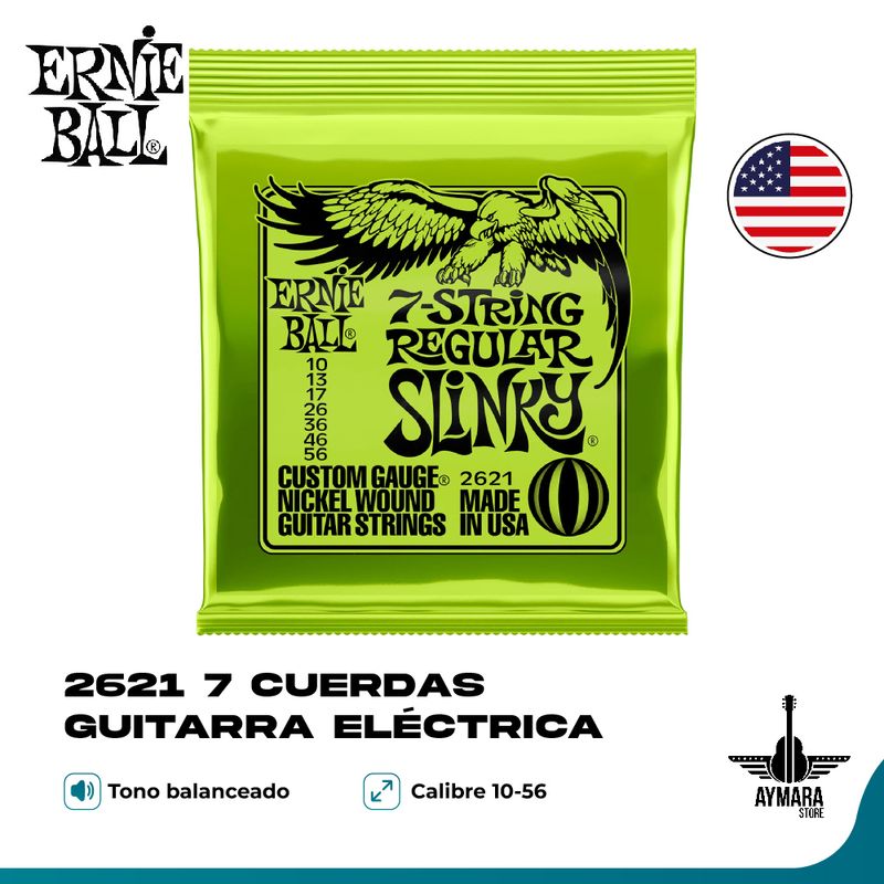 ERNIE BALL - Ernie Ball 2621 7 Cuerdas Guitarra Eléctrica 10/56