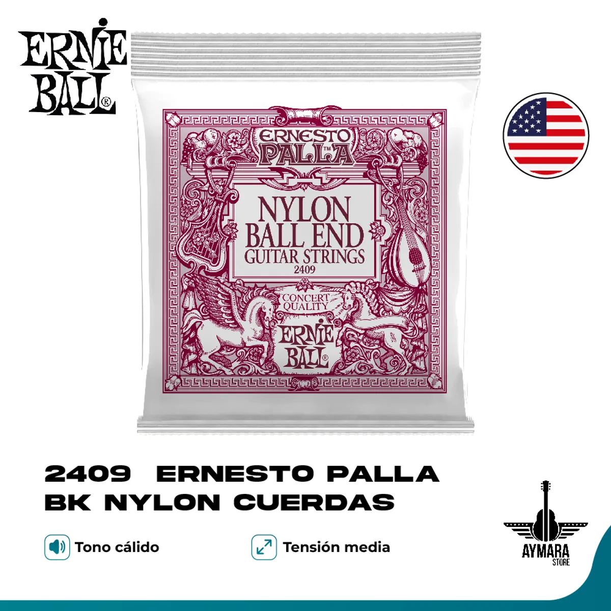ERNIE BALL - Ernie Ball 2409 Ernesto Palla Bk Nylon Cuerdas