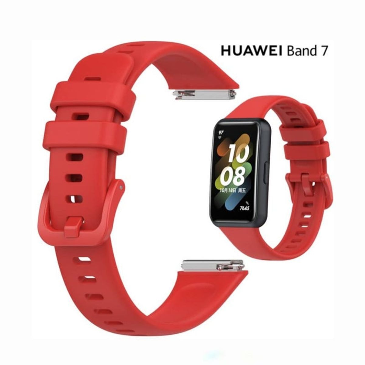 GENERICO - Correa de Silicona Para Huawei Band 7 - Rojo