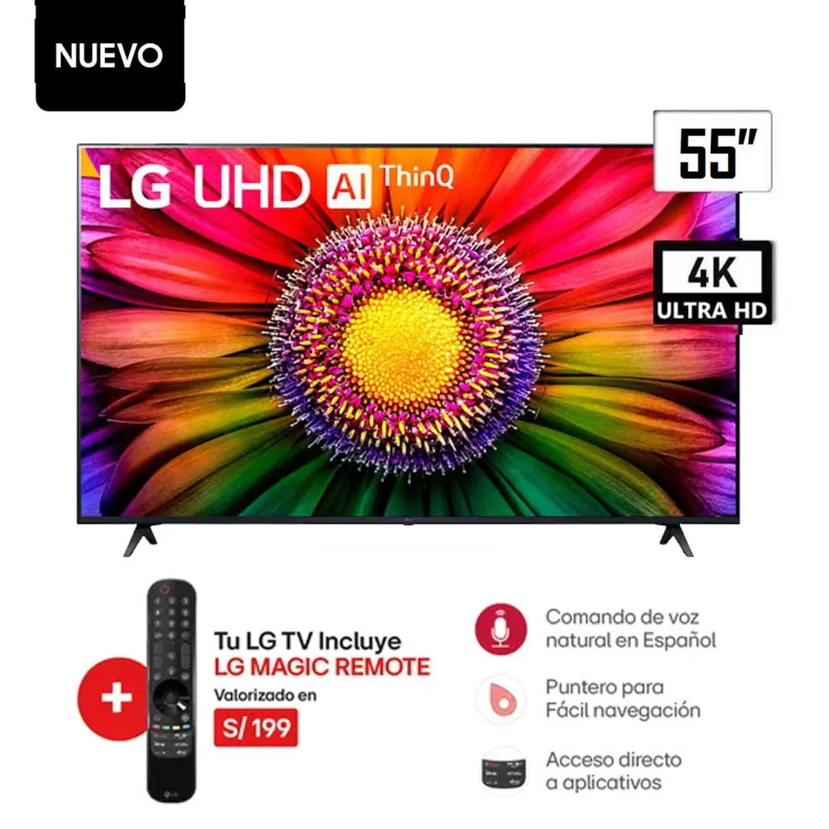 LG - Televisor LG 55 Smart TV 4K UHD Frameless 55UR7300  Magic