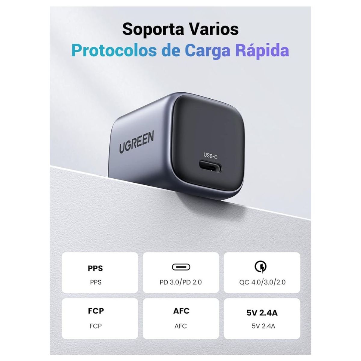 UGREEN - Cargador UGREEN Type C de 30W para iPhone 17 iPad Pro Plegable GaN Nexode Carga Rapida