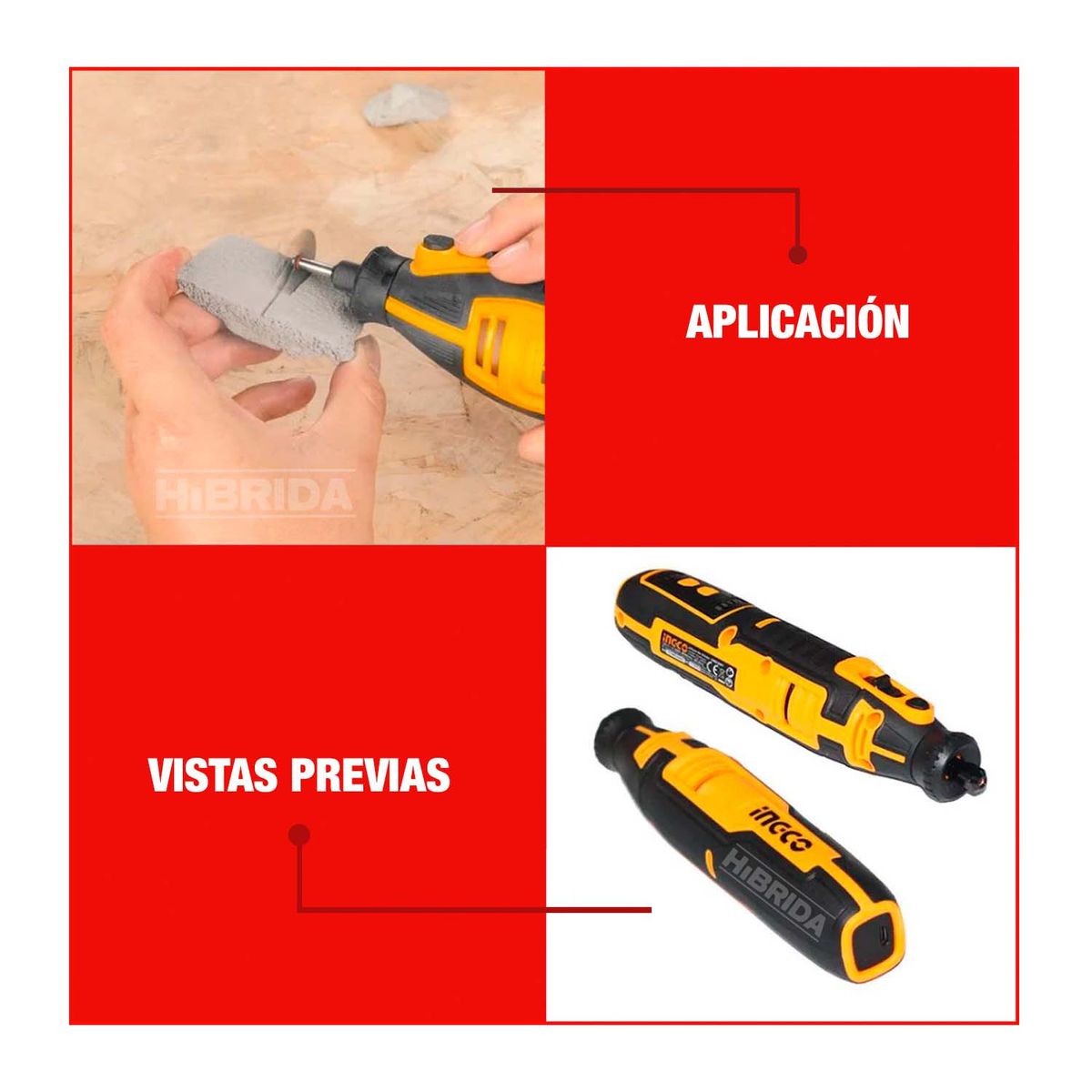INGCO TOOLS - MINITORNO GRINDER 8V INCGO 67 ACS INALÁMBRICO USB TIPO C - CMGLI0801