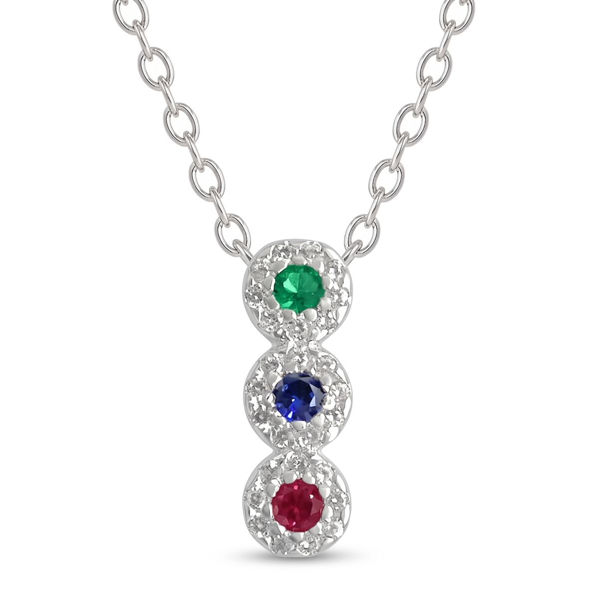 KARMY - Collar Mujer Dije Pequeño Plata Verde Azul Fucsia Regalo