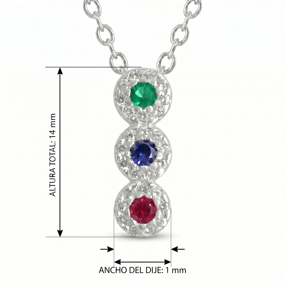 KARMY - Collar Mujer Dije Pequeño Plata Verde Azul Fucsia Regalo