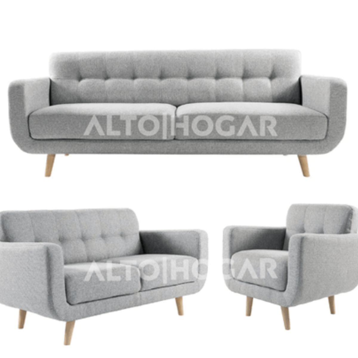 ALTO HOGAR - Juego de Sala 3 2 1 Lindsey Gris