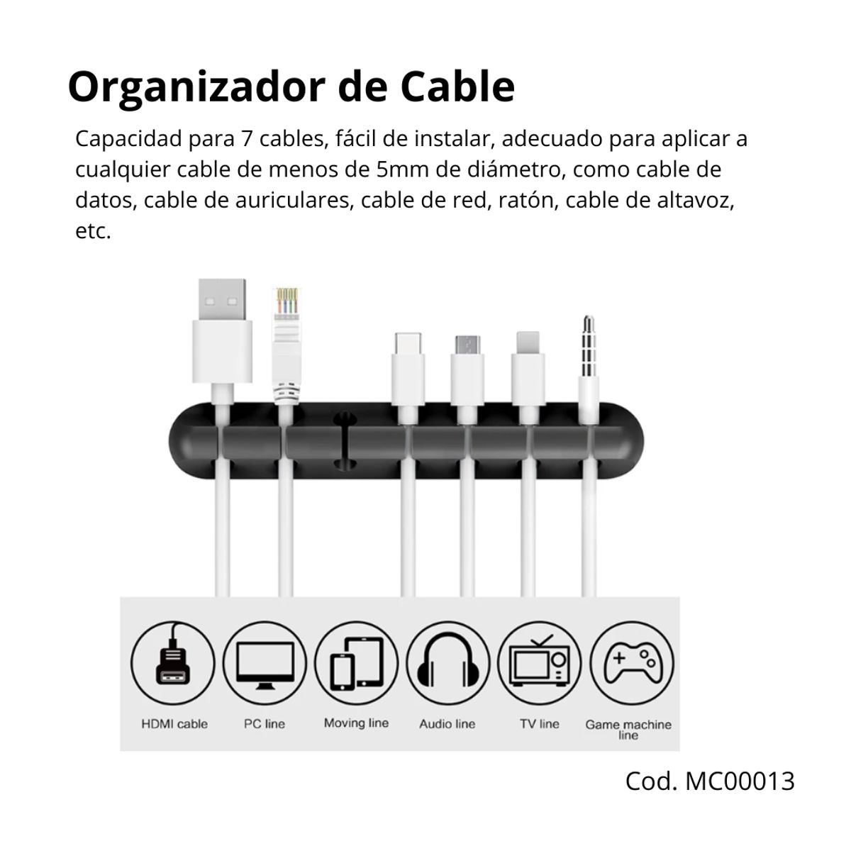 GENERICO - Organizador de cable para escritorio