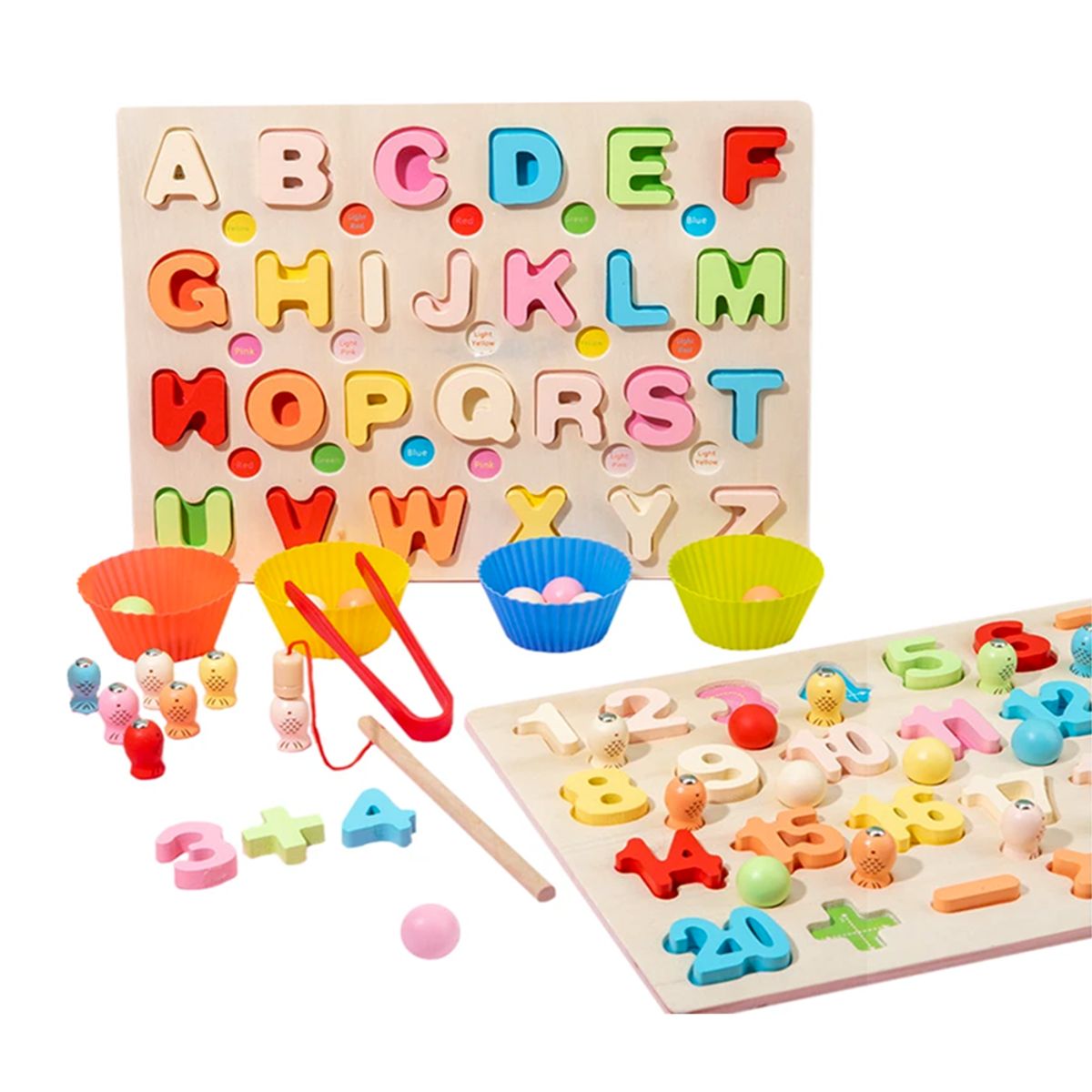 GENERICO - Tablero Montessori Alfabeto de Encaje y Pesca