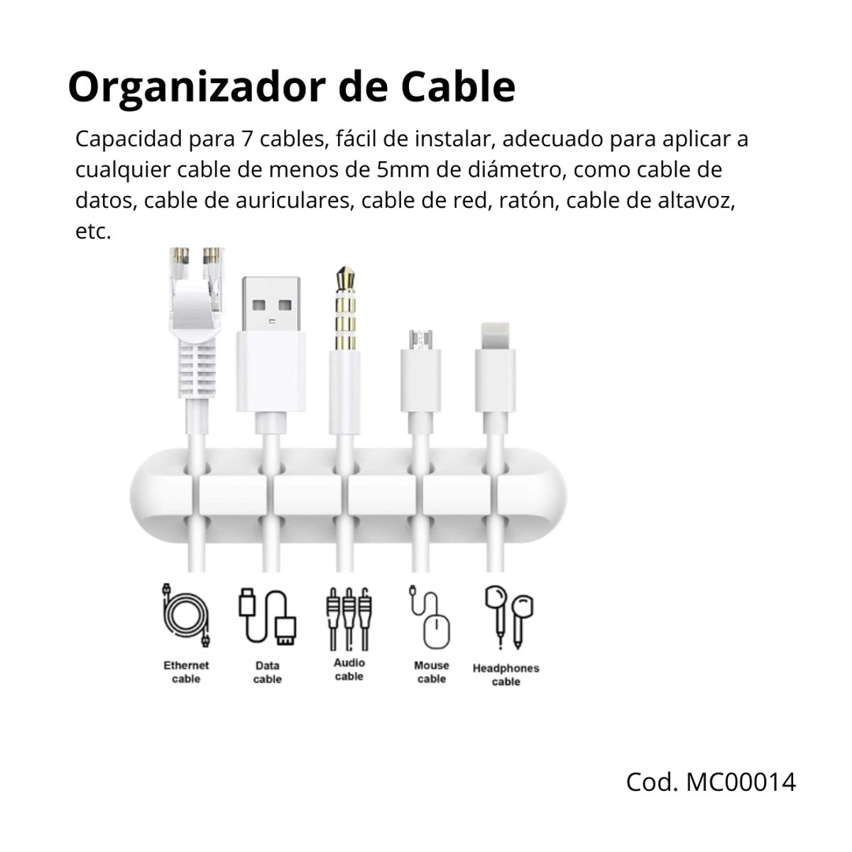 GENERICO - Organizador de cable para escritorio white