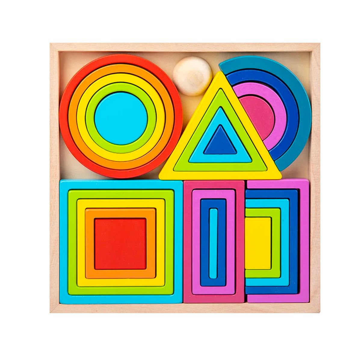 GENERICO - Bloques de Madera Apilables Arcoiris Montessori