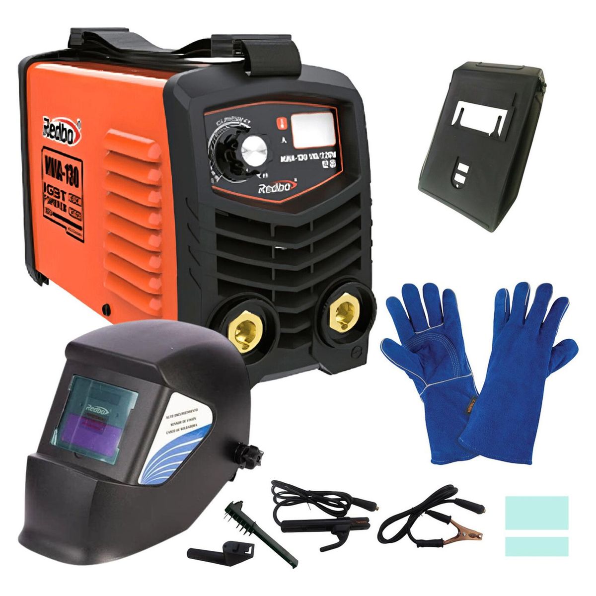 REDBO - Soldadora inversora 130A  Redbo + mascara fotosensible + guantes de soldador
