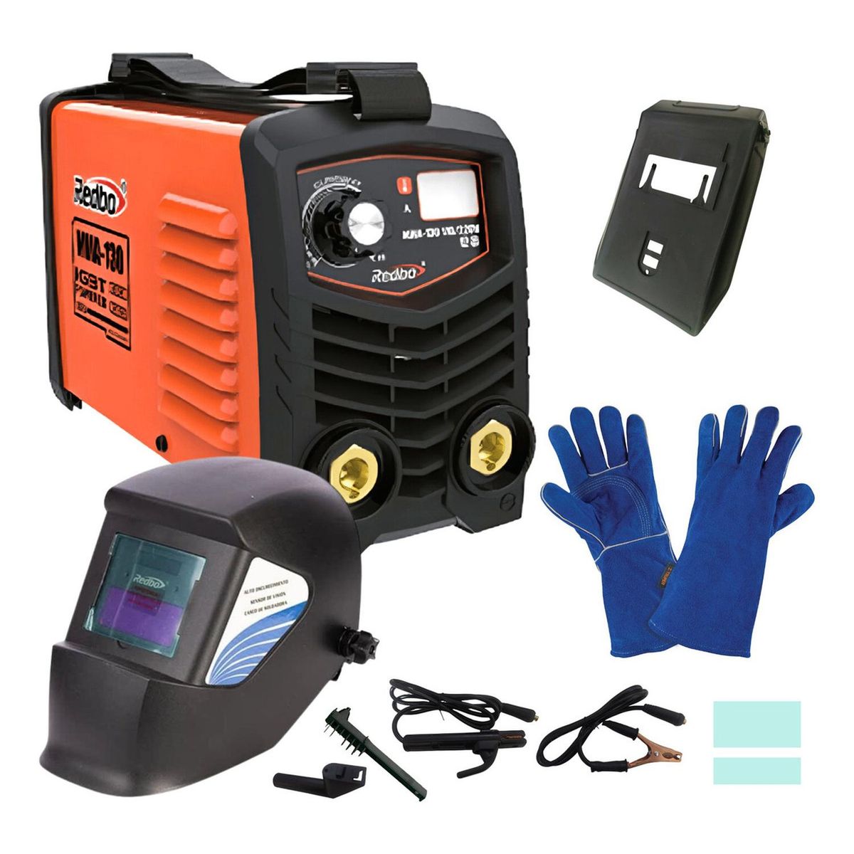 REDBO - Soldadora inversora 130A  Redbo + mascara fotosensible + guantes de soldador