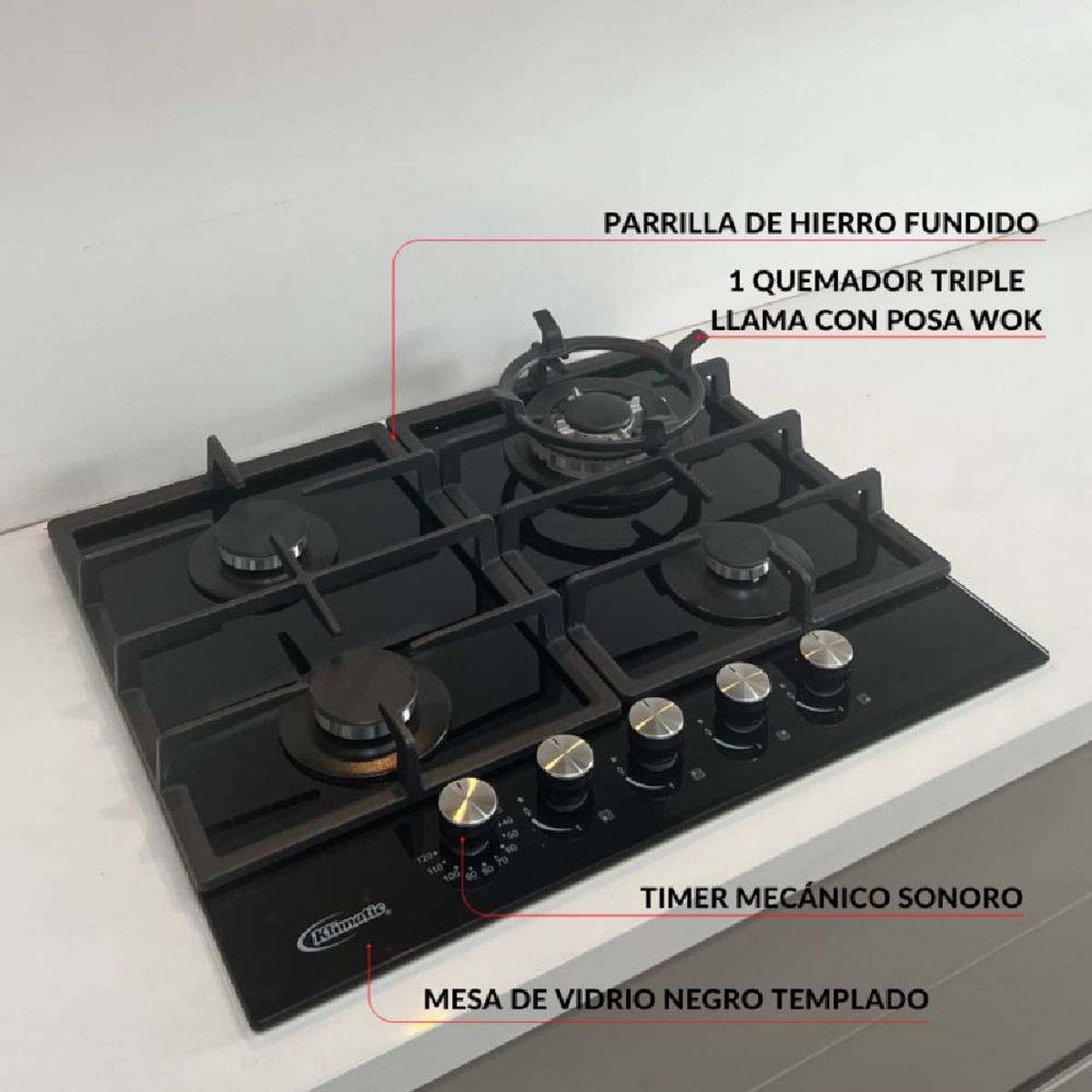 KLIMATIC - Cocina Empotrable a Gas 4 Hornillas Trevi 60.