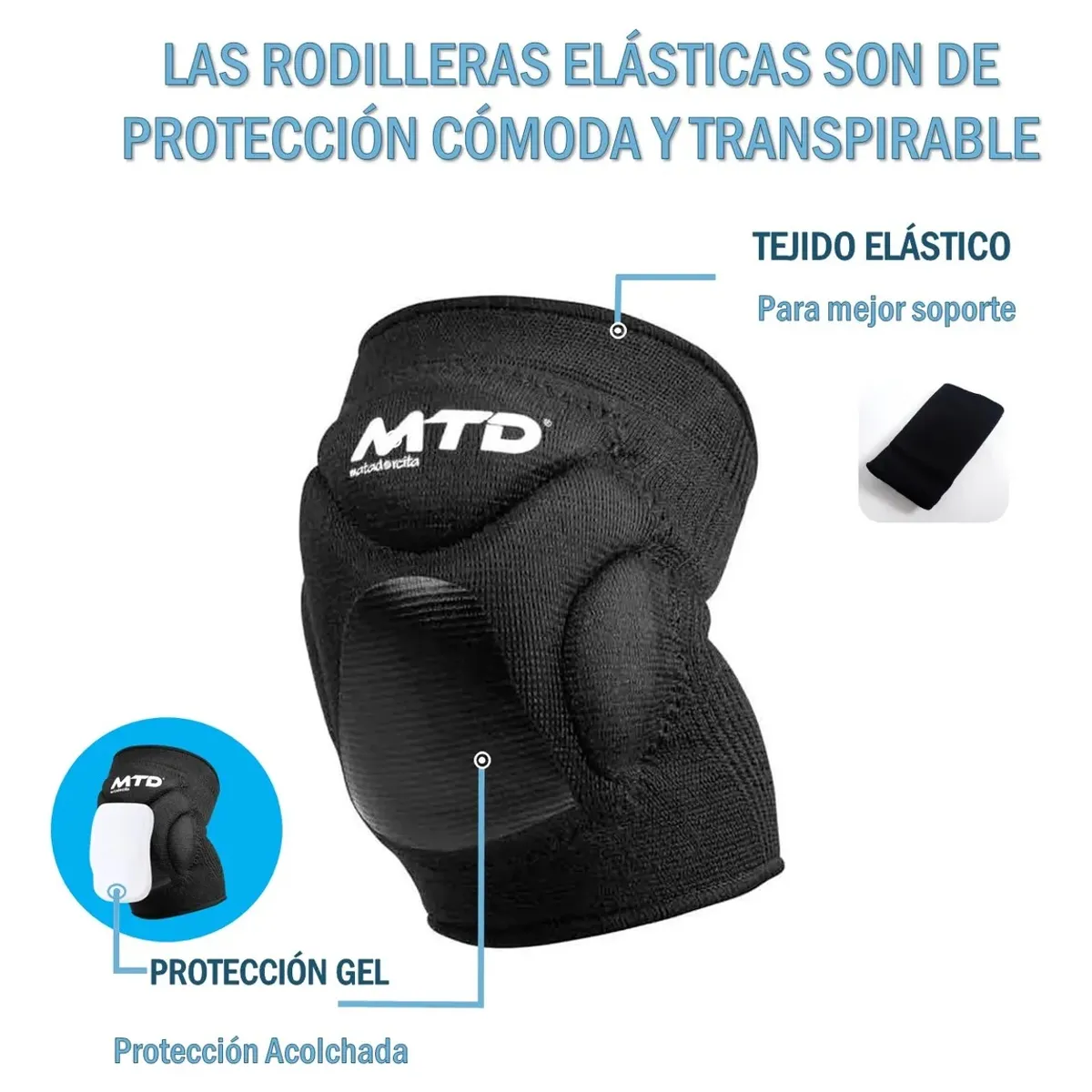 MTD - RODILLERAS DEPORTIVA PARA VÓLEY CON GEL MATADORCITA  ADULTO  NEGRO