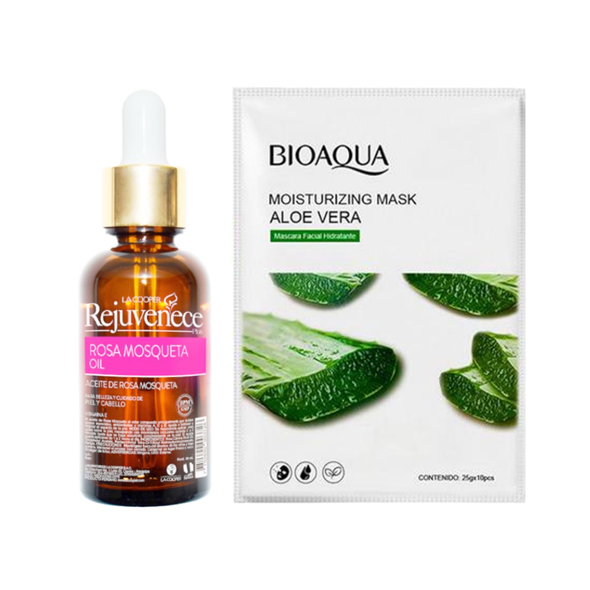 GENERICO - Aceite Facial Rosa Mosqueta + Mascarilla Hidratante Aloe Vera