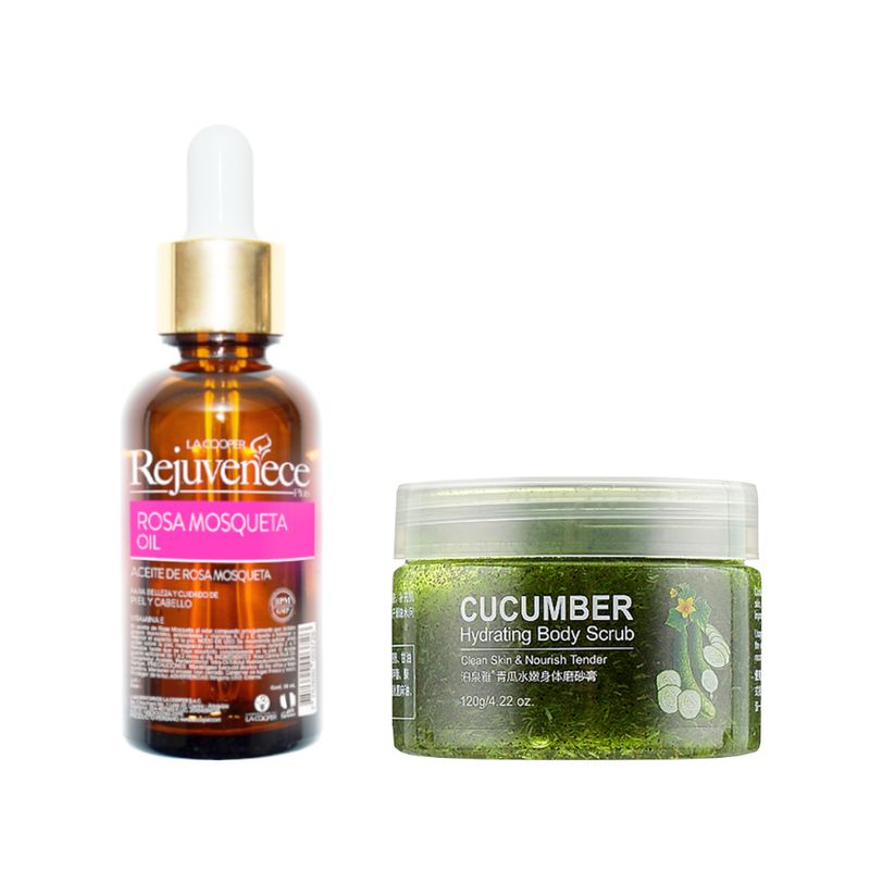 GENERICO - Aceite Facial de Rosa Mosqueta + Crema Hidratante con Pepino