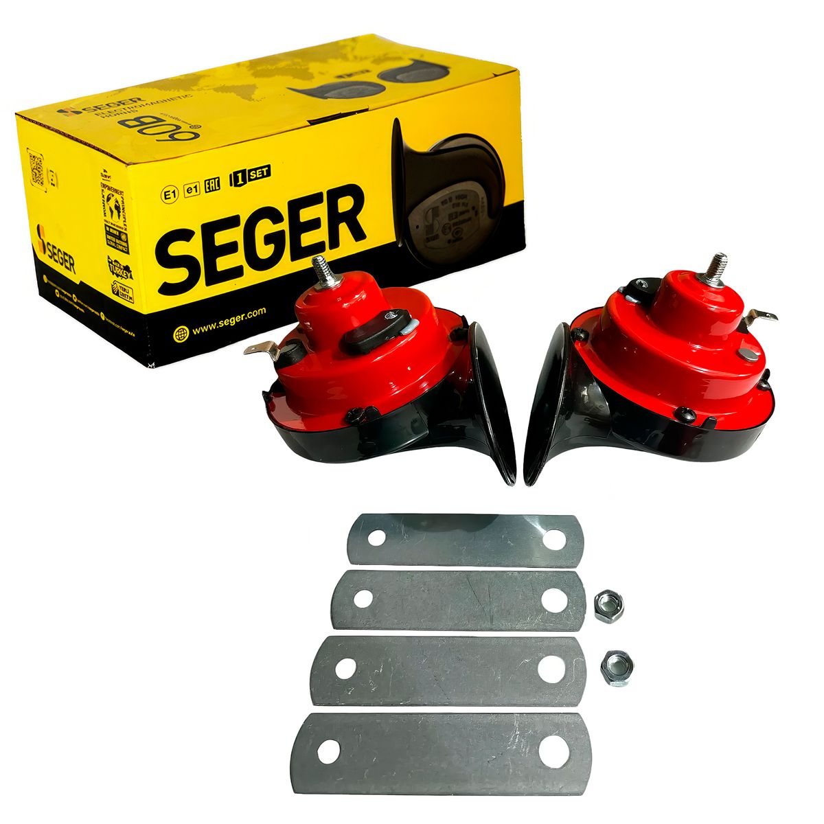 GENERICO - Claxon Tipo Caracol 12V 118dB Seger 2PCS Incluye Accesorios
