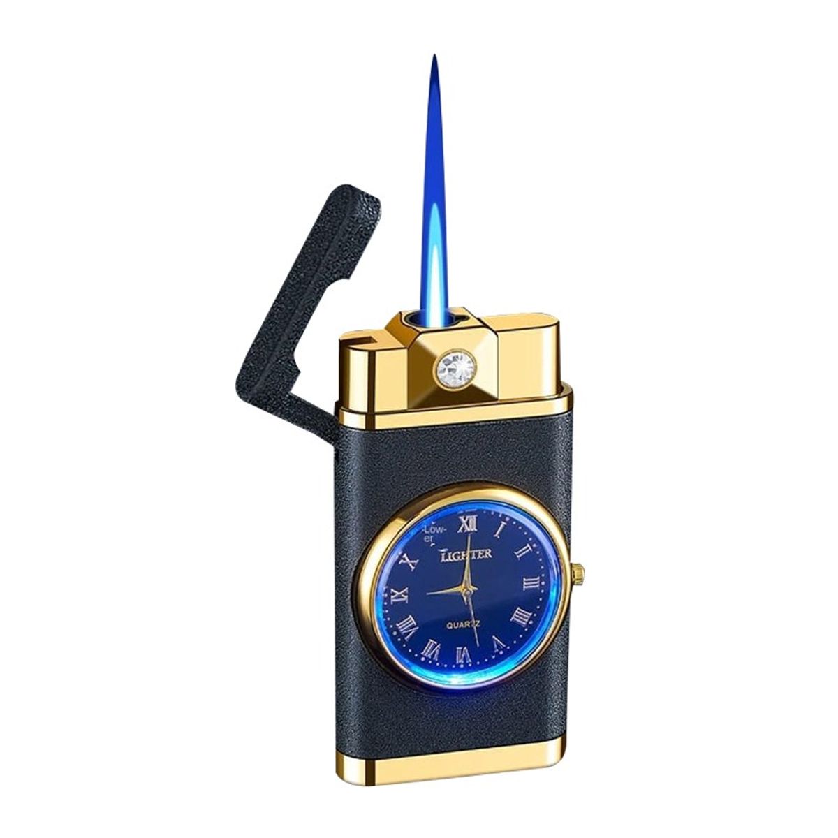 OEM - ENCENDEDOR CON RELOJ CLASICO CON LUCES - NEGRO